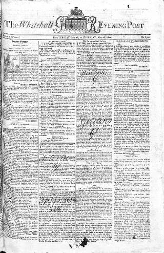 cover page of Whitehall Evening Post published on May 28, 1801